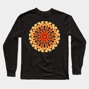 Mandala 04 orange gradient flower Long Sleeve T-Shirt